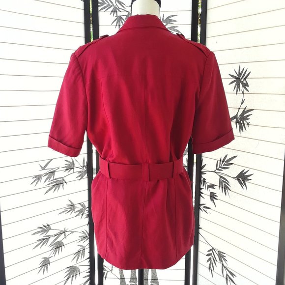 Vintage 1980s Red Linen Blend Oversized Blazer - Picture 5 of 16